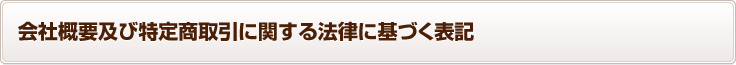 会社概要及び特定商取引に関する法律に基づく表記