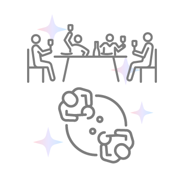 合コンとおみコンの風景イラスト